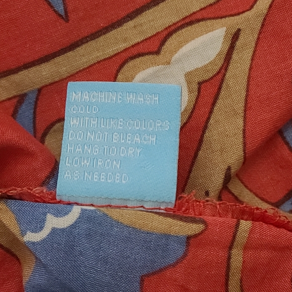 J. McLaughlin Floral Blouse Cotton Business Casual Office Red Blue Size Large - Picture 9 of 9